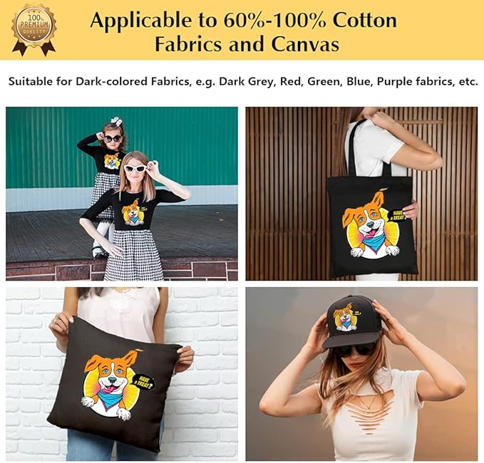 TransOurDream Iron on Heat Transfer Paper for Dark T Shirts (100 Sheets 8.5x11, Dark 3.0) Printable HTV Heat Transfer Vinyl for Inkjet & Laserjet Printer Iron On transfers for T Shirts (TRANS-D3-100)