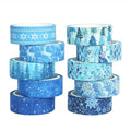 Winter Washi Tape Set 10 Rolls - Blue White Snowflake Flower Deer Tree Decorative Tape for Bullet Journal, Planner, DIY Arts Crafts, Scrapbooking Party Favors ﻿ (Winter)