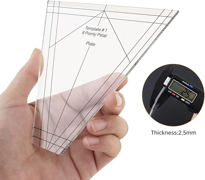 10Pcs/Set Acrylic Quilting Template Ruler with Different Shapes, Triangle Rulers for Sewing Machine Domestic Templates DIY Quilting Ruler for Clothing Craft Quilting Design