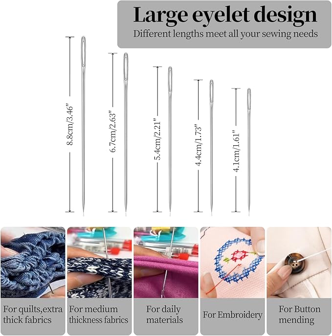 Obear 43-Piece Sewing Kit for Adults and Beginners,Big Eye Stainless Steel Sewing Needles Kit for Hand Sewing with Needle Threader and Seam Ripper