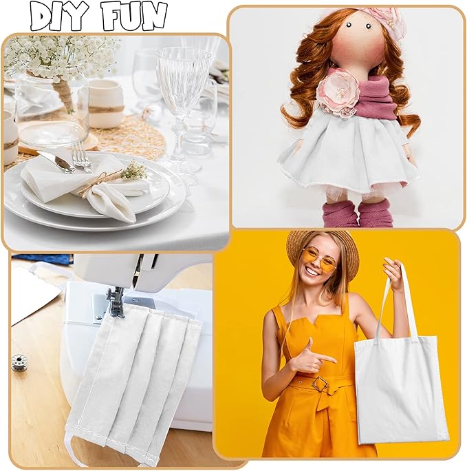 Buryeah 100 Pieces 10 x 10 Inches Cotton Fabric Squares Precut Quilting Fabric Bundles Solid Colors Layer Cakes Quilt Material for DIY Craft Sewing Embroidery(White)