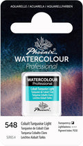 PHOENIX Professional Watercolor Paint - Single Watercolor Half Pan - Cobalt Turquoise Light 548