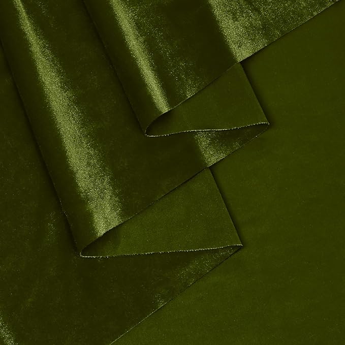 KKJIAF Olive Green Stretch Velvet Fabric 60 Inch Wide, 5 Yard Soft Stretchy Fabric for Sewing Clothes, Apparel, Costume, Crafts - 90% Polyester 10% Spandex