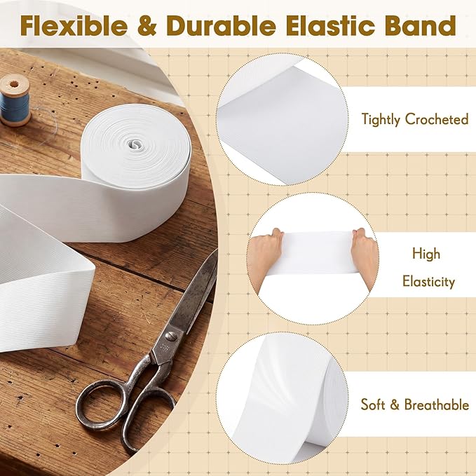 EBOOT 1 Pcs Elastic Spool (4 Inch X 10 Yard,White)