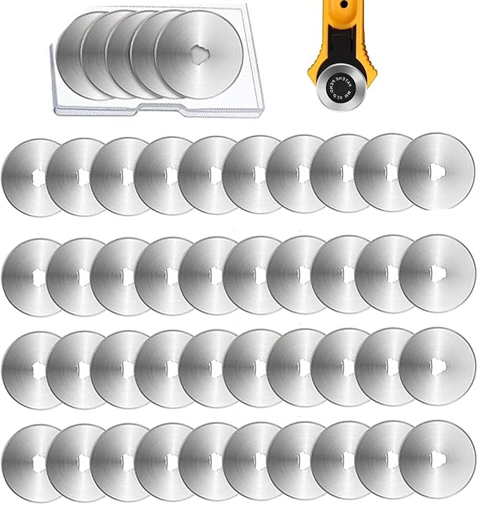 40 PCS Rotary Cutter Blades Replacement, Compatible with 45mm Paper Cutter, for Leather Quilting, Patchwork Sewing, Arts & Crafts