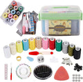 Sewing Kit for Adults & Beginners - Portable Travel Hand Sewing Supplies with Case, Thread, Needles, Scissors - Complete Basic Starter Set (Green)