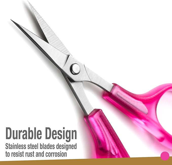 Beaditive High Precision Detail Scissors Set (2-Pc) Sharp, Fine Tips | Paper Cutting, Scrapbooking, Sewing, Crafting | Stainless Steel | Protective Cover (Jelly)