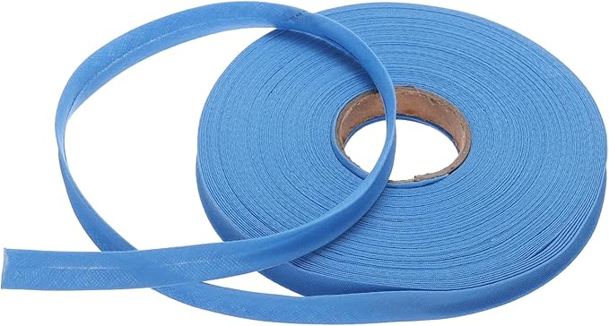MECCANIXITY 1/2 Inch Single Fold Bias Tape Polyester Continuous Bulk Bias Tape for Sewing,Seaming Quilting Hemming Binding Crafts (Blue 25 Yards)