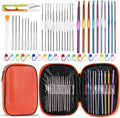 IMZAY 54 Pcs Crochet Needles Set, Crochet Hooks Kit with Storage Case, Ergonomic Knitting Needles Stitch Marker DIY Hand Knitting Craft Art Tools for Beginners