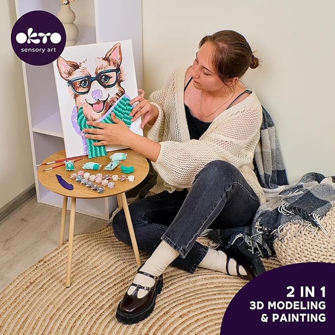 OKTO Art Kit Fashion Corgi | Arts & Crafts DIY Painting with Modeling Claу | Claу Kit for Painting | Painting Kits for Adults for Home Decoration Claу for Adults