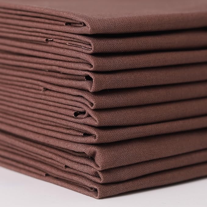 10 Pieces 18 x 21 Inches Cotton Fabric Precut Quilting Fabric Bundles Solid Colors Layer Cakes Quilt Material for DIY Craft Sewing Embroidery (Brown)