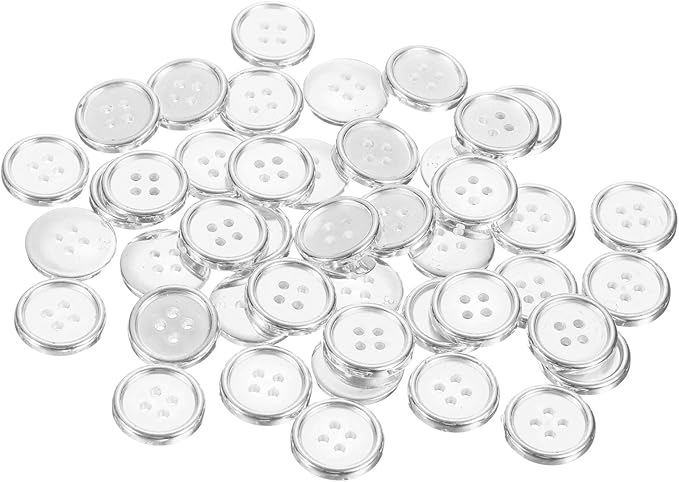 HARFINGTON 50pcs 34L Plastic Sewing Buttons 21mm 5/6" 4-Hole Round Replacement Craft Button for Coats Sewing Clothing and DIY, Silver
