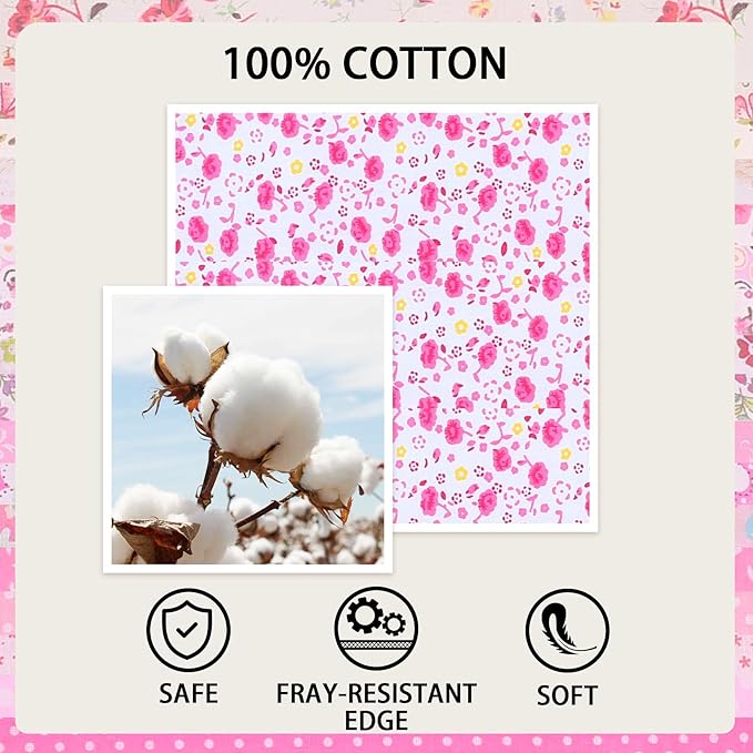 SANDOO 40 Strip Jelly Roll Fabrics for Quilting - Pink Quilting Fabric for Art,Craft & Sewing,Jellyroll Fabric for Quilting Clearance,Soft Cotton Precut Floral Cloth for Blanket,Rug,Home Decor,2.5x20