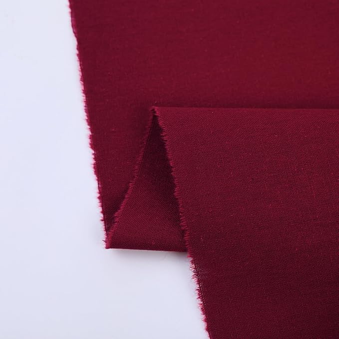 Cotton Fabric Natural Cotton Poplin Fabric by The Yard 100% Cotton, 59 Inches Wide Soft Embroidery Fabric Material for Quilting, Sewing, Crafts, Binding, Backing and Lining (Burgundy, 3 Yard)