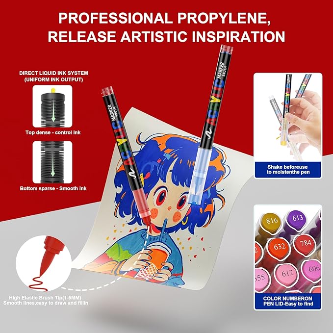 288 Colors Acrylic Paint Markers with Carrying Bag and Shoulder Strap, Soft Brush Tip Paint Pens for Wood, Stone, Canvas, Glass, Fabric, Egg, Rock Painting