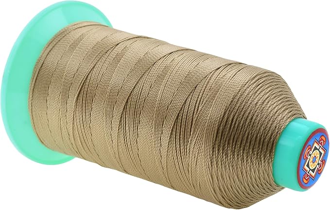 Mandala Crafts Size 277 840D T270 Bonded Nylon Thread - Dark Beige 800 YDs Tex 270 Heavy Duty Sewing Threads for Leather, Jeans, Weaving, Outdoor Marine Upholstery