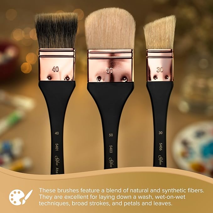 Silver Brush Limited 5401-30 Silver Atelier Flat Mottler Paintbrush for Oil, Acrylic, Watercolor, Gesso and Grounds, Varnish and Top Coat, Size 30, Xtra Long Handle