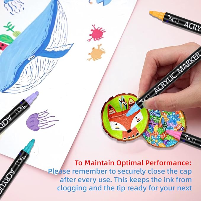 28 Acrylic Paint Markers, Acrylic Paint Pens Art Set - 12 Dual Tip Metallic, 8 Acrylic, 8 Outline Markers for Rock, Fabric and Glass, Christmas Gifts for Teens, Art Supplies for Kids Adults