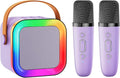 Mini Karaoke Machine Speaker for Kids Adults,Portable Bluetooth with 1-2 Wireless Microphones,Christmas Birthday Gifts Toys Girls Boys Ages 4, 5, 6,7, 8,9,10,11,12+ Years Old Toddler (Purple - 2 Mic)