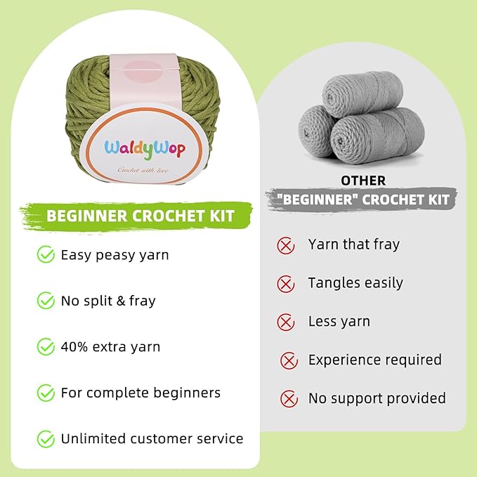 WaldyWop Crochet Kit for Beginners - 8 Flower Bookmarks Knitting Kit w/Step-by-Step Video Tutorials & Soft Yarn, Hook - Wobbles DIY Art Craft Kit for Adults, Birthday Gifts for Women Teen