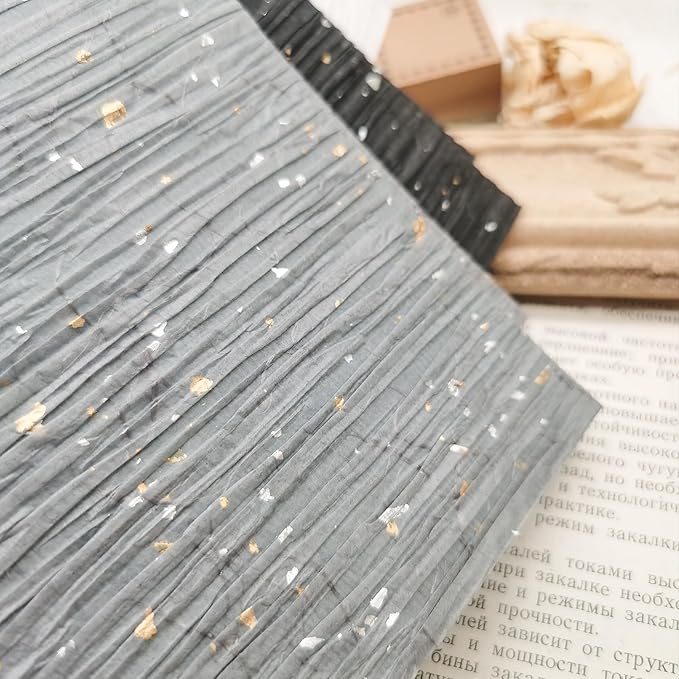 A5 Size black white gray Textured Fabric Art Paper And Textured Fabric paper 6PCS For Handicraft Production, Junk Journaling Supplies, Card Making, Collage Art Decoration.