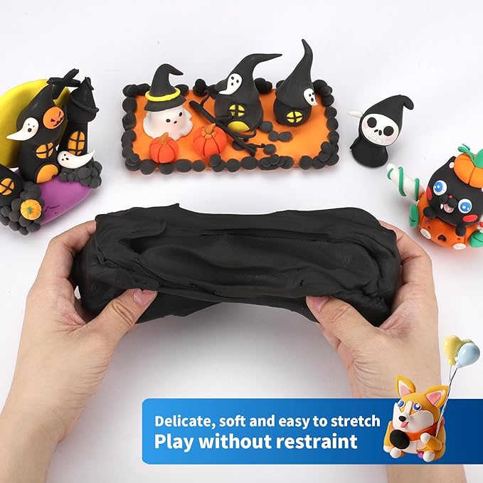 iFergoo Black Air Dry Clay, DIY Creative Modeling Clay for Kids, Super Light Magic Clay for Kids Age 3-12, Safe & Non-Toxic, Molding Clay for Sculpting, Great Gift for Boys & Girls