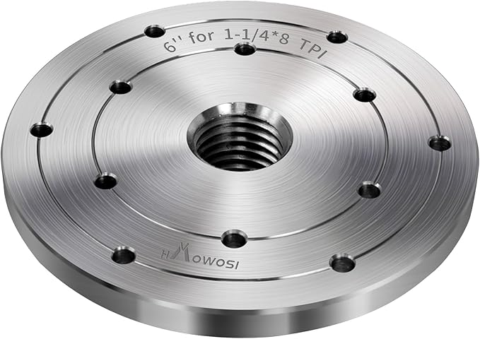 6" Steel Wood Lathe Faceplate,Faceplate for Wood Lathe,Lathe Face Plate Fit for 1-1/4" x 8TPI Spindle with Screwchuck
