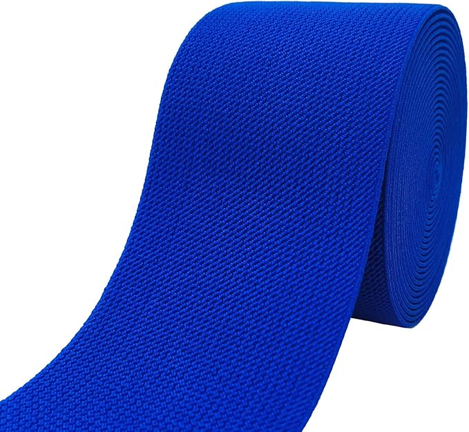 Royal Blue Wide Knit Elastic Band for Sewing 3 inch 5yards Double-Side Twill Woven Elastic Heavy Stretch Elastic Spool Band for Sewing Pants Waist-Wigs-Skirts-Craft-DIY Projects