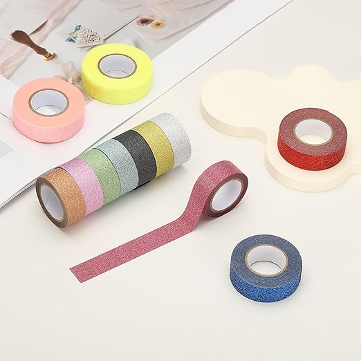 PATIKIL 2 Roll Glitter Paper Washi Tape, Washi Decorative Tape for Crafts, Red