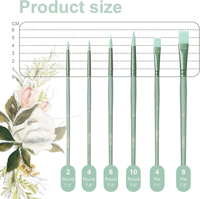 Paint Brushes Set for Acrylic Painting,Watercolor Brushes Painting Brush Nylon Hair Brushes for Acrylic Oil Watercolor Canvases Rock Body Face Nail Miniature Detailing Drawing Art Supplies(Green)