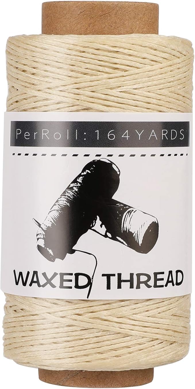 Jupean Waxed Thread for Leather, 164 Yards /150m Leather Thread for Hand Sewing, Hand Stitching Threads for Sewing Bookbinding Repairing, and Beginners Craft DIY