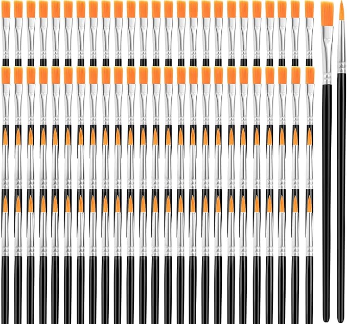 AROIC Small Paint Brushes Bulk,110 Pcs Black Nylon Hair Paint Brushes with Flat and Round Pointed Acrylic Paint Brush Set,Craft Oil Watercolor Face Artist and Kids Painting Kits