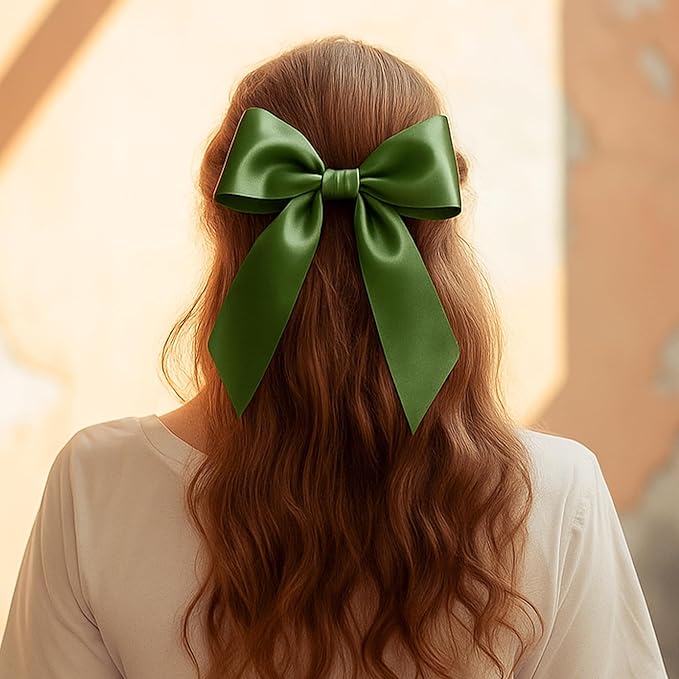 Fullive Army Green Christmas Ribbon, 1 1/2 Inch 30 Yards Ribbons for Crafts, Polyester Satin Ribbon for Gift Wrapping for St. Patrick's Day Christmas Decorations Wrapping Bouquet Floral Arrangements