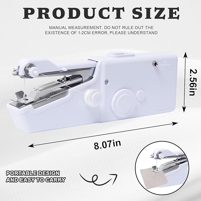 ALIBBON Handheld Sewing Machine for Beginners Portable Electric Mini Sewing Machine with Accessory Kit Small Hand Stitching Machine for DIY Clothes Home Travel Sewing Kit for Adults (White)