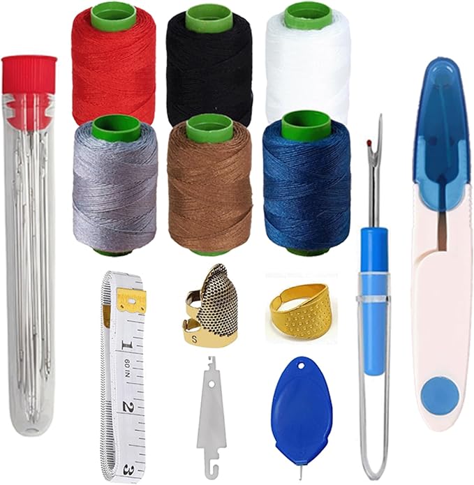 43Pcs Portable Sewing Kit for Adults - Stainless Steel Needles for Hand Sewing Kit with Big Eye & Threader, for Travel and Daily Clothing Repair