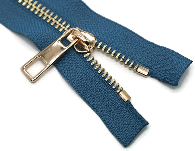 #5 Gold Metal Zipper - 50+ Colors - 3 PCS - (4-14 inches) Sizes - Luxury Lightweight Handcraft Metal Zippers with pulls for Purses Bags Pockets Shoes Sewing & Crafts DIY ZP02396