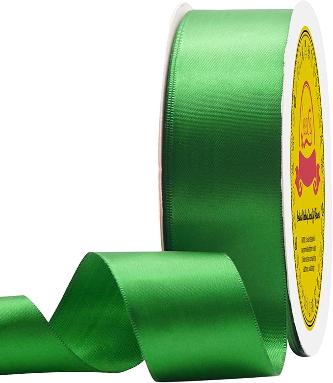 Double Face Emerald Green Satin Ribbon 1-1/2 inch X 50 Yards Polyester Emerald Green Ribbon for Gift Wrapping Very Suitable for Weddings Party Invitation Decorations and More