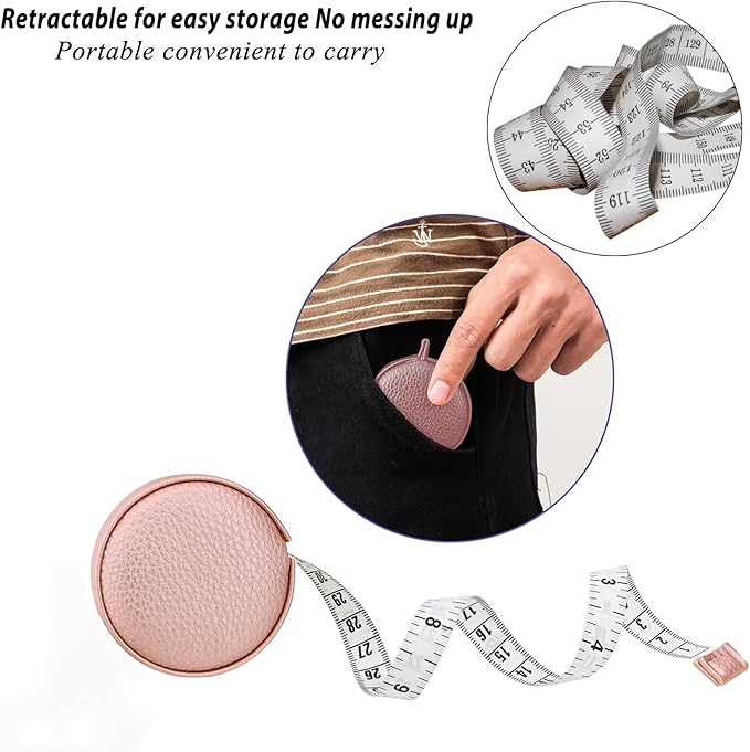 3m/120 Tape Measure Body Measuring Tape for Body Cloth Tape Measure for Sewing Fabric Tailors Medical Measurements Tape Dual Sided Cloth Tailor Craft Ruler Retractable(Pink)