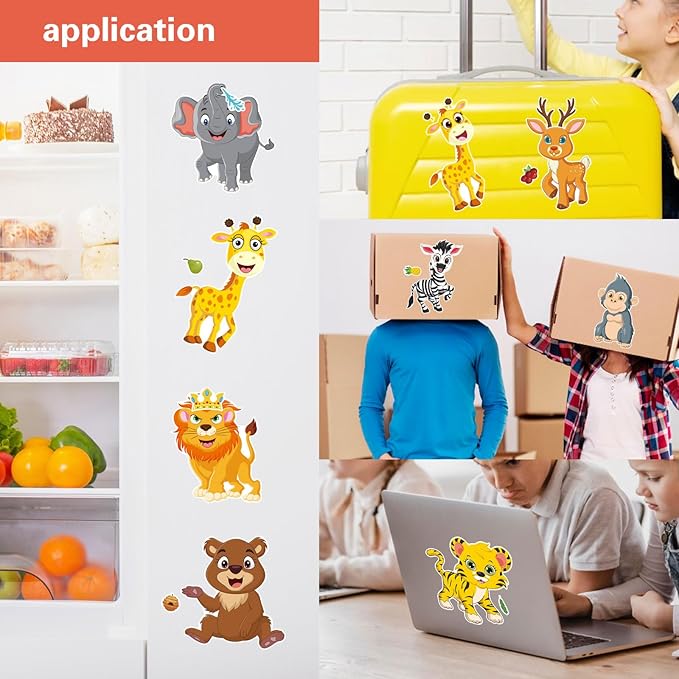 DUJAA Animal Stickers, 24 Sheets, Make-a-Face, Mix & Match, Kids 2-8, Party Favors, Crafts, Goodie Bags