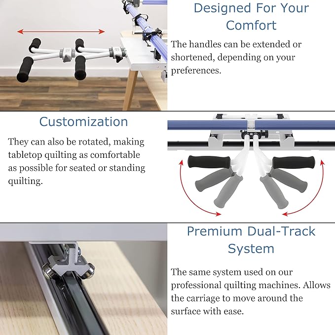 Q'nique 19X - Elite Long Arm Quilting Machine and Cutie Table Top Quilting Frame | Quilting Machine and Quilting Frame | Grace Quilting Machine | Grace Quilting Frame