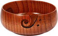 Wooden Yarn Bowl, 8" x 3" Knitting Tool with Holes, Handmade Rounded Edge for Crocheting, Storage Holder for DIY Sewing Supplies
