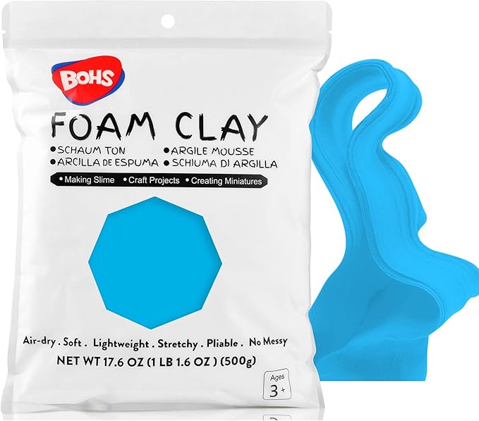 BOHS Sky Blue Modeling Foam Clay - 1.1 Lbs, Squishy,Soft, Air Dry -for Flower Mirror,Cosplay,Fake Bake, Slime Supplies-500g