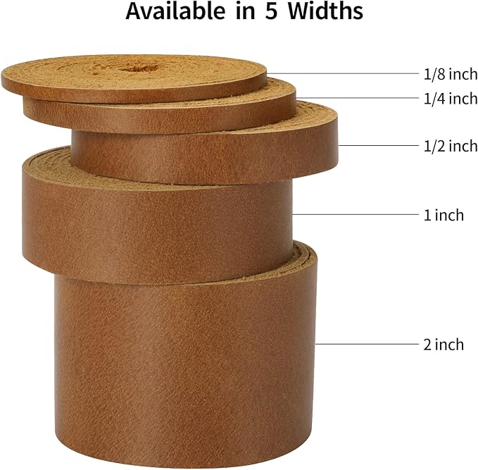 Ringsun 1 Inch Wide Flat Leather Straps for Crafts, Full Grain Leather Strips Cord String for Crafts, Tooling (2mm Thick 72.5 Inches Long Bourbon Brown)