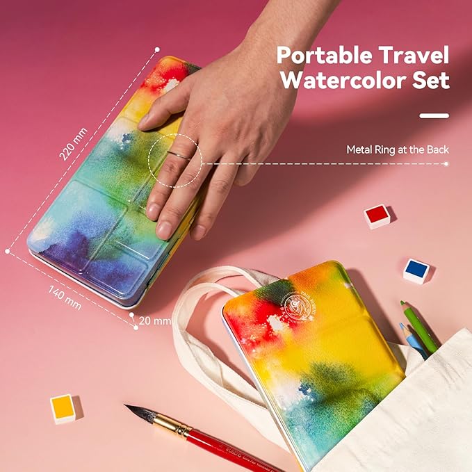 Paul Rubens Watercolor Paint Set, 48 Colors Solid Watercolor Paint, Easy To Blend And Diffuse Watercolor Palette, Compact And Portable Travel Watercolor Set Suitable For Beginners And Professionals