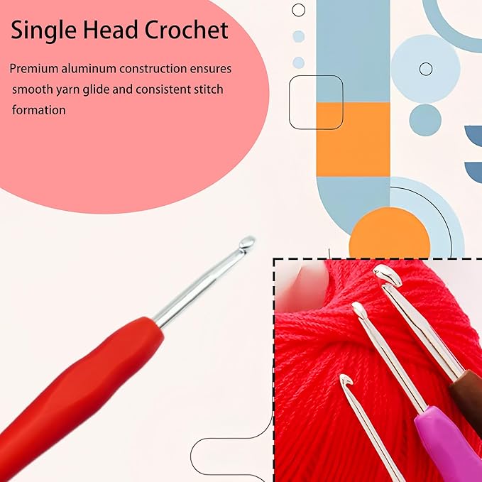 ZCLGOOD 3PCS 2mm/2.5mm/3mm Ergonomic Crochet Hooks Set, Soft Rubber Handle Aluminum Knitting Needles, Professional Yarn Craft Tools for Beginners Adults DIY Projects