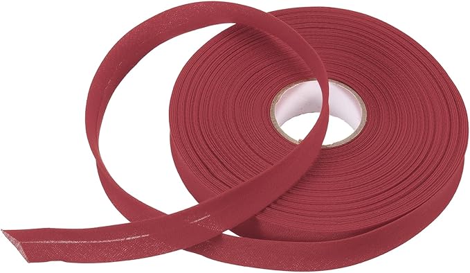 MECCANIXITY 3/4 Inch Single Fold Bias Tape Polyester Continuous Bulk Bias Tape for Sewing, Seaming Quilting Hemming Binding Crafts (Wine Red 25 Yards)