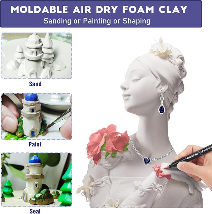 SELEAD Foam Clay White 1500g - Moldable Air Dry Ultra-Light Modeling Magic Clays for Adult Cosplay, DIY, Sculpting, Arts & Crafts