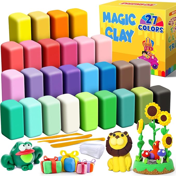 ESSENSON Air Dry Clay 27 Colors, Modeling Clay for Kids, DIY Molding Magic Clay for with Tools, Toys Gifts for Age 3 4 5 6 7 8+ Years Old Boys Girls Kids