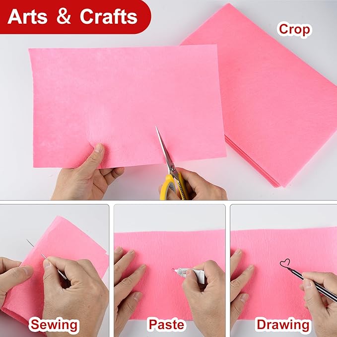CHRORINE 50 Pcs Assorted Color Felt Fabric Sheets 8" x 12" Soft Felt Fabric Sheet for Crafts DIY Sewing Squares Nonwoven Patchwork (50 Colors)