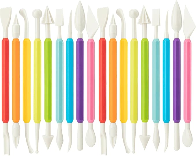 2 Set Air Dry Clay Tools, 18PCS Polymer Clay Tools Kit for Modeling, Plastic Clay Tools Sculpting for Kids, Adults, Molding, Shaping, Carving, Dotting, Trimming, Pottery, Craft Supplies Accessories